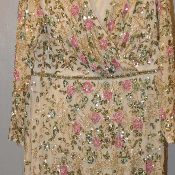 NWT Mac Duggal 5503 Long Sleeve Embellished Floral Gown Dress $698 - Picture 6 of 9